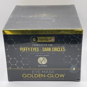 Eye Mask 24K Gold for Dark Circles Puffy Eyes 50 PAIR Anti Aging Collagen Sealed